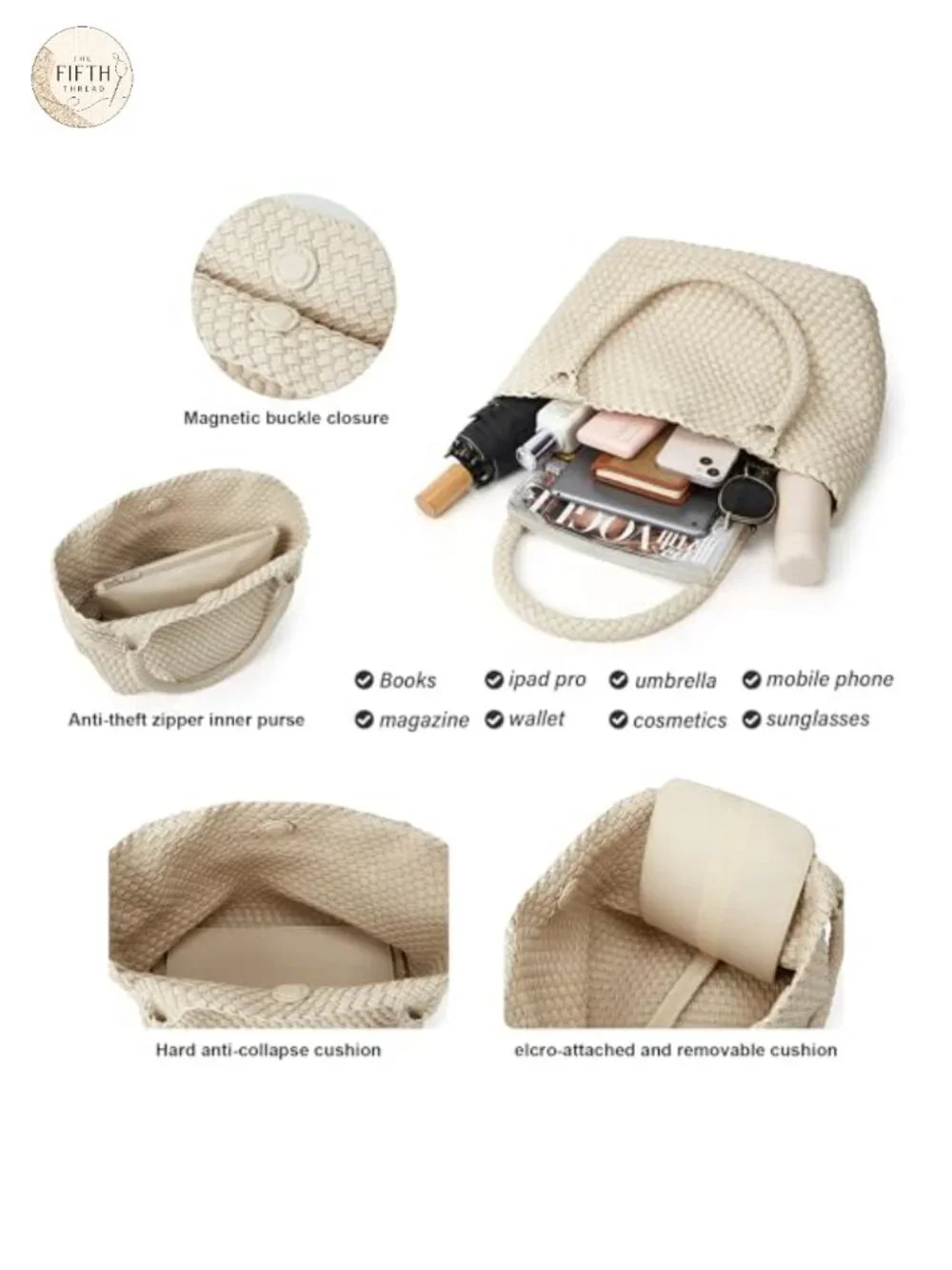 Woven Tote Bag for Women Vegan Leather Purse Weekend Travel